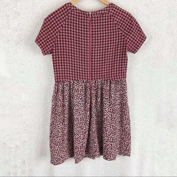 TOPSHOP Short-Sleeve Mini Dress Red / White / Blk - Picture 2 of 8